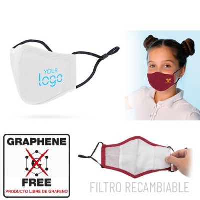 Mascarilla reutilizable con filtro publicitaria